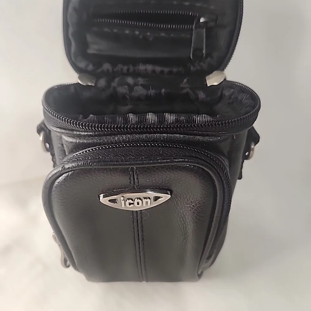 Icon Black Camara Case W/ Strap 7 In Tall And 4 In Wide.  4 Inches Interior Size
